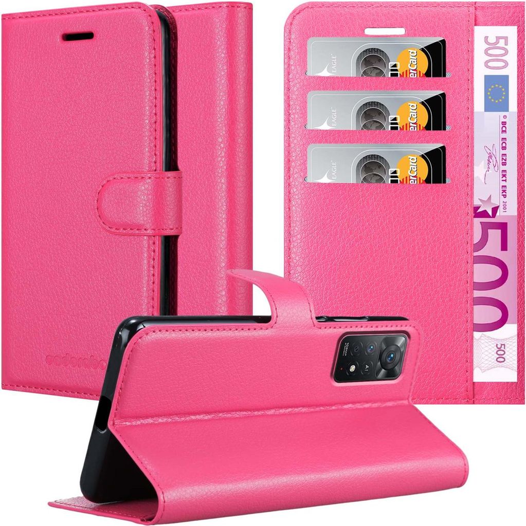 Cadorabo Hülle für Xiaomi RedMi NOTE 11 PRO 4G / 5G Schutz Hülle in Pink Handyhülle Etui Case Cover Magnetverschluss