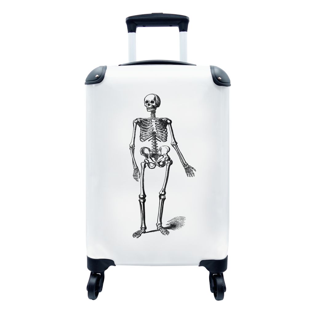 MuchoWow Koffer Handgepäck Trolley Rollkoffer Kleine Reisekoffer mit 4 Rollen - Jahrgang - Skelett - Anatomie - Cabin Size < 55x40x23 cm & 55x40...