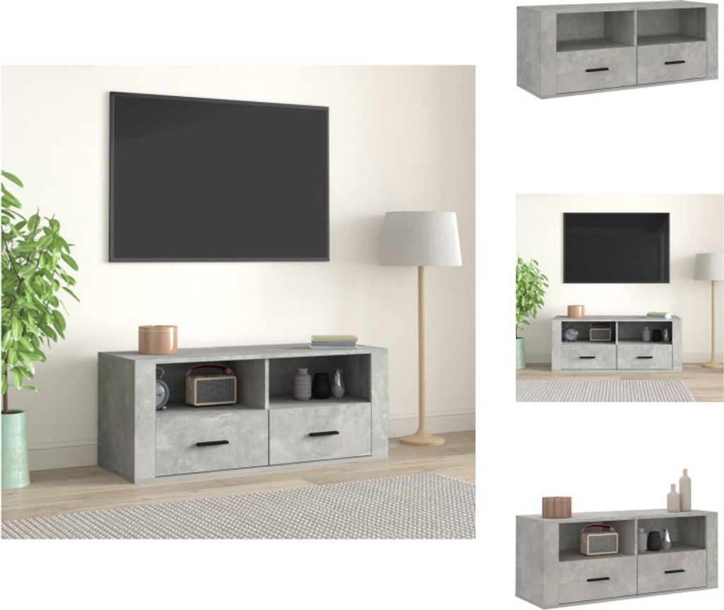 vidaXL TV-Schrank Betongrau 100x35x40 cm Holzwerkstoff - TV-Möbel