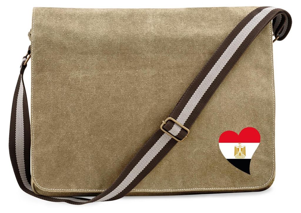 Huuraa Umhängetasche Ägypten Flagge Herz 14 Liter Sahara Canvas Laptoptasche Geschenkidee