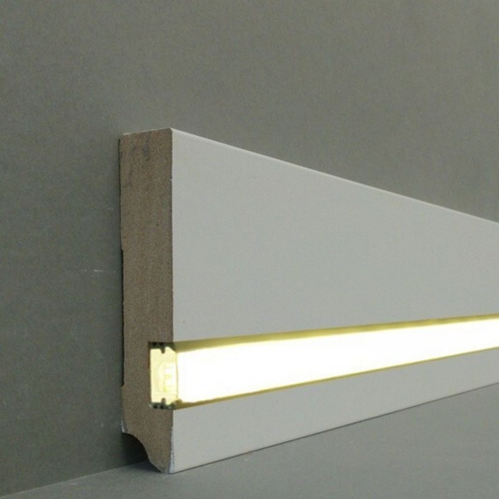 Sockelleiste MDF 19 x 96 Weiß RAL 9016 Foliert Fußleiste