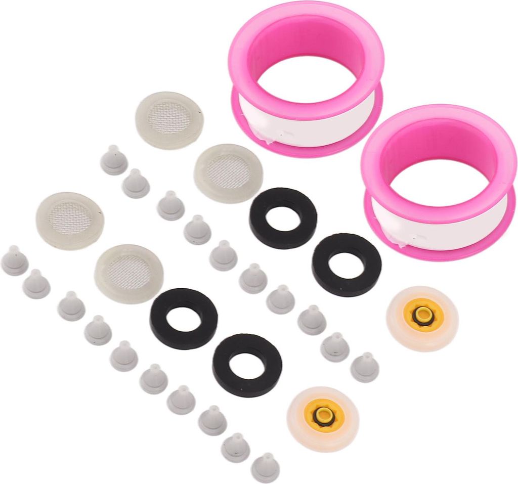 2 Satz Silikon-Duschkopfdüsen mit Gummidichtung Siebdurchflussbegrenzer PTFE-Band Kit
