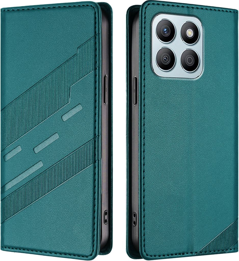 Hülle für Honor X8B, Kunstleder Brieftaschen Handyhülle mit Kartenfach und Standfunktion Grün