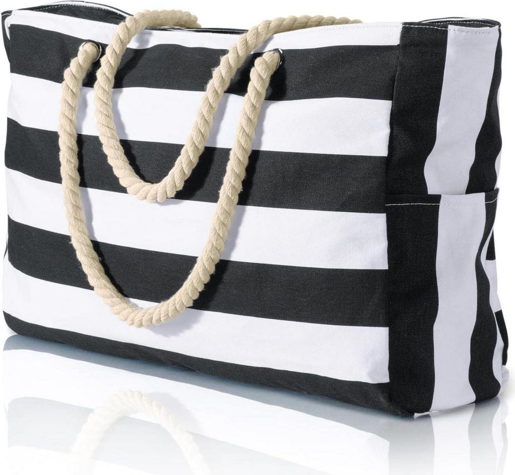 Oscaurt Strandtasche Schwarz XXL mit Reißverschluss & Produktbild 