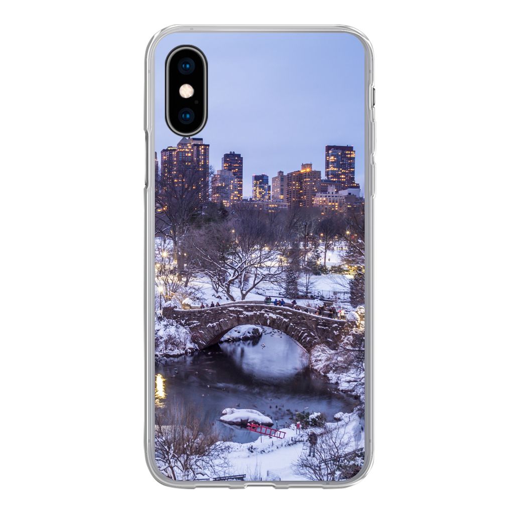 MuchoWow Handyhülle Schutzhülle Hülle für iPhone X New York - Central Park - Winter Silikon Softcase Handy Hülle - Handyhülle