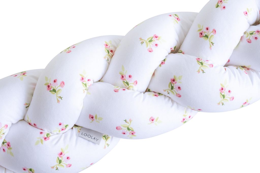 150 cm Kleine ROSE Geflochtenes Kissen Zierkissen Dekokissen Bettschlange Bettumrandung Zugluftstopper Wickeltisch Babybett 100% Baumwolle