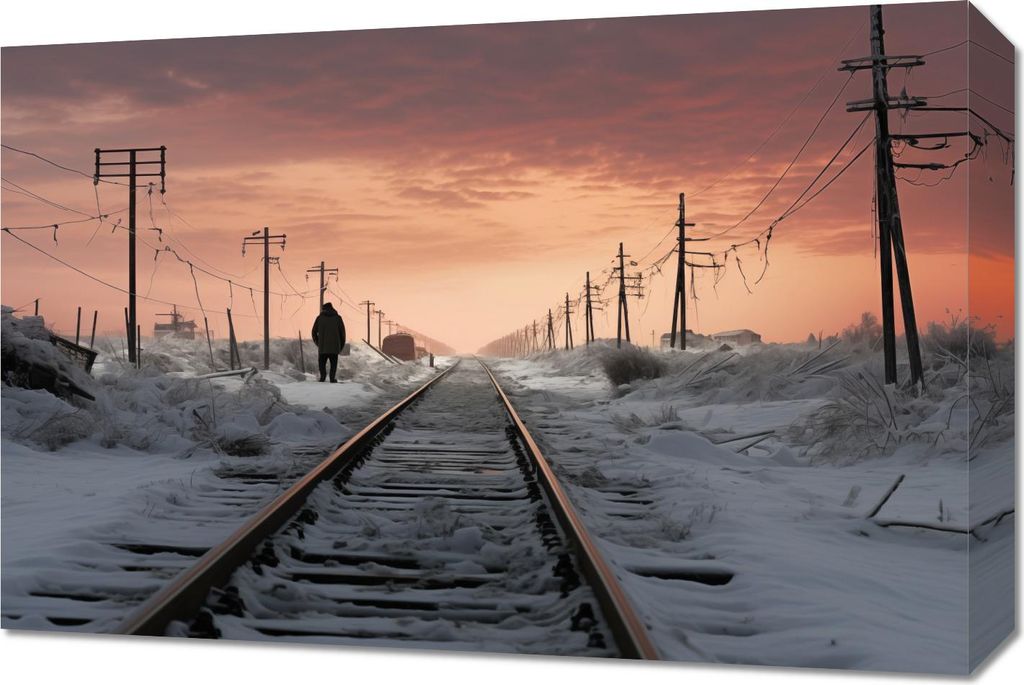 Bild 60x40cm Reisender Winterdämmerung