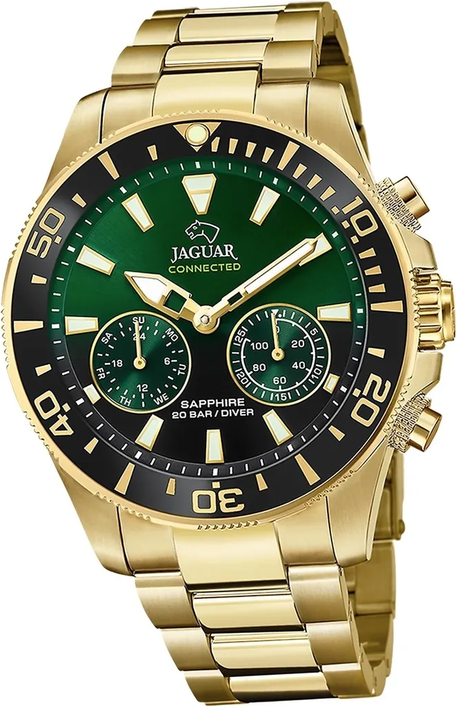 Montre de Sport Élégante Jaguar pour Homme Connectée en Acier Doré