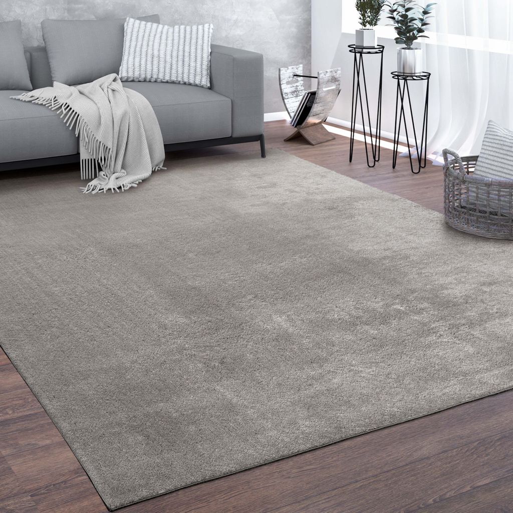 Waschbarer Teppich Wohnzimmer Kurzflor Einfarbiger Moderner Produktbild 