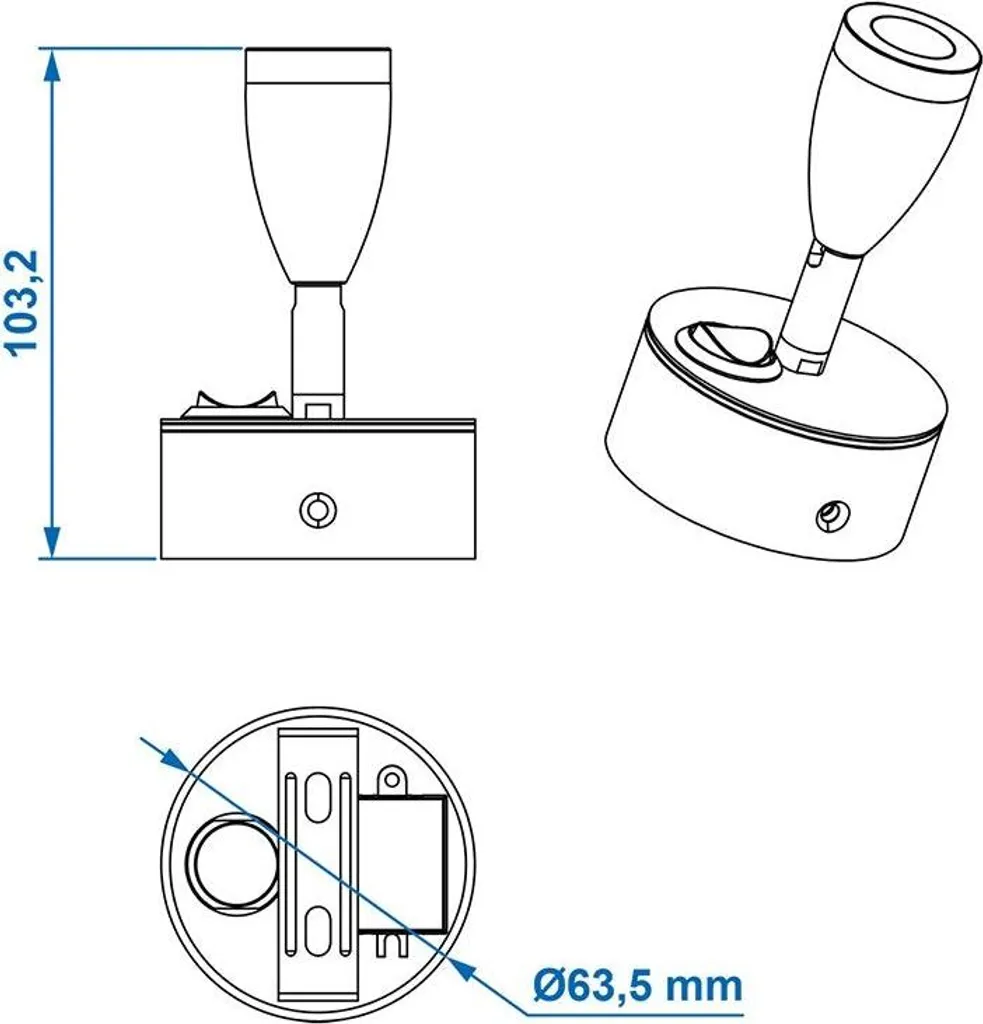 Éclairage LED 12V pour bateau et van aménagé spot orientable 160lm Ø65 - 6