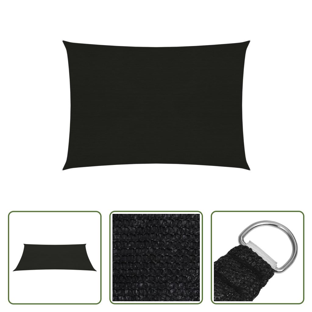 The Living Store Sonnensegel 160 g/m² Schwarz 2,5x4 m HDPE