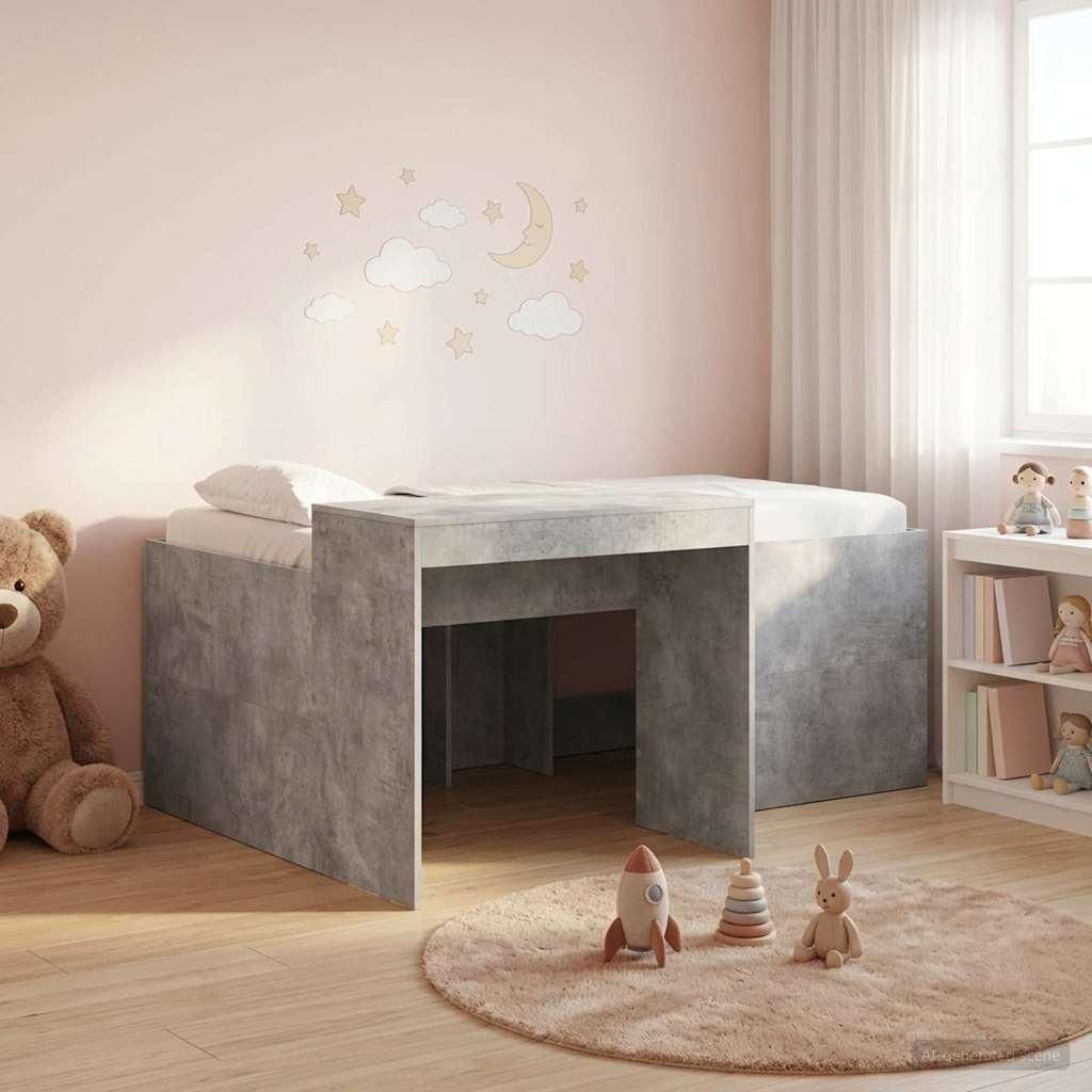Maison Exclusive - Hochbett mit Schreibtisch für Kinder Betongrau Holzwerkstoff