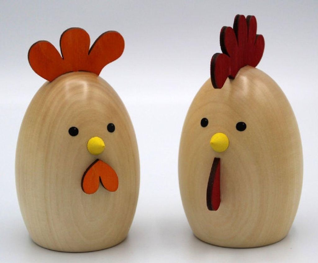 Osterdekoration Huhn & Hahn natur BxHxT 3,5x6x4cm NEU Produktbild 