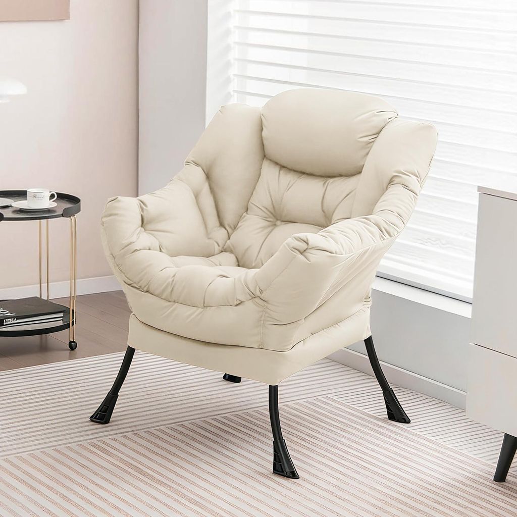 Fauteuil en velours, structure en métal, fauteuil relax, Image du produit 
