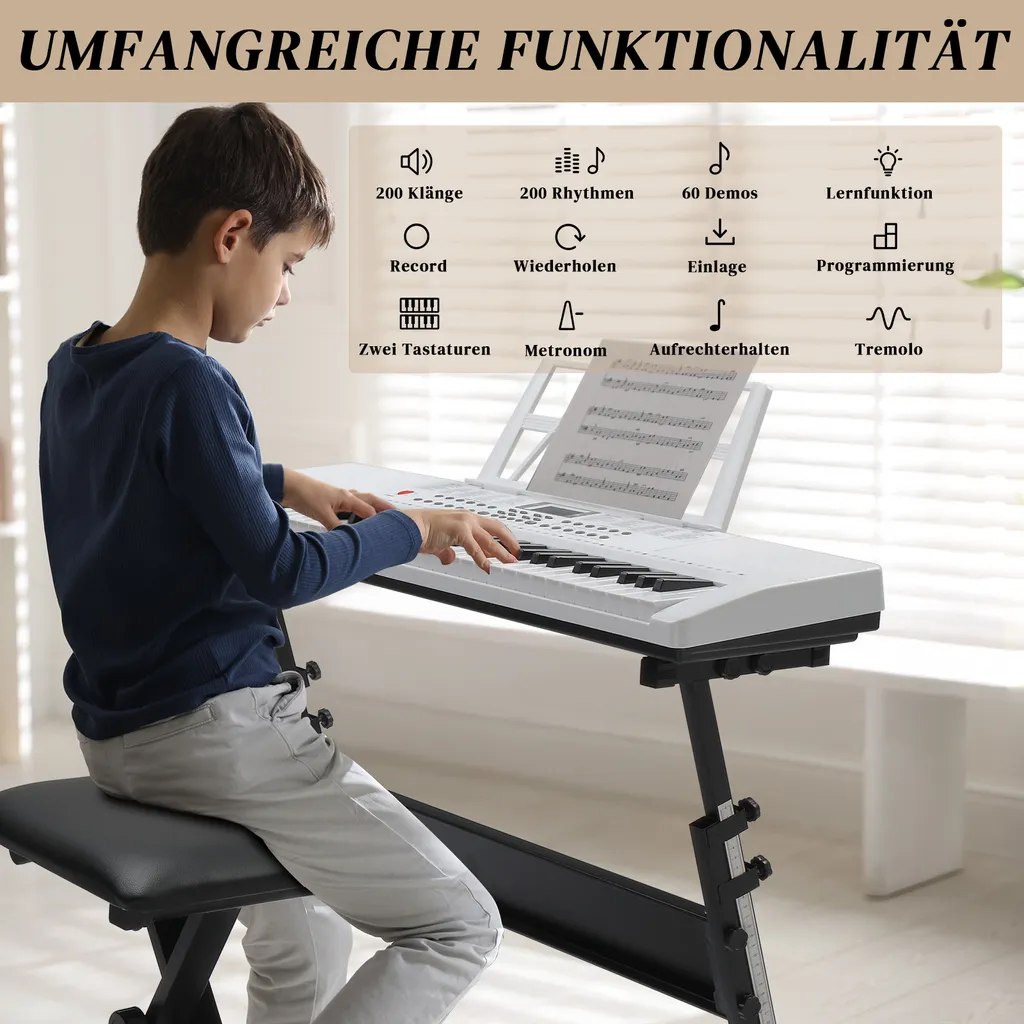 Ensemble Clavier de Piano pour Débutant 61 Touches avec Accessoires