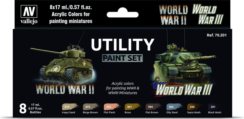 Vallejo Model Color Set 70201 Utility Paint Set Airbrush Farben