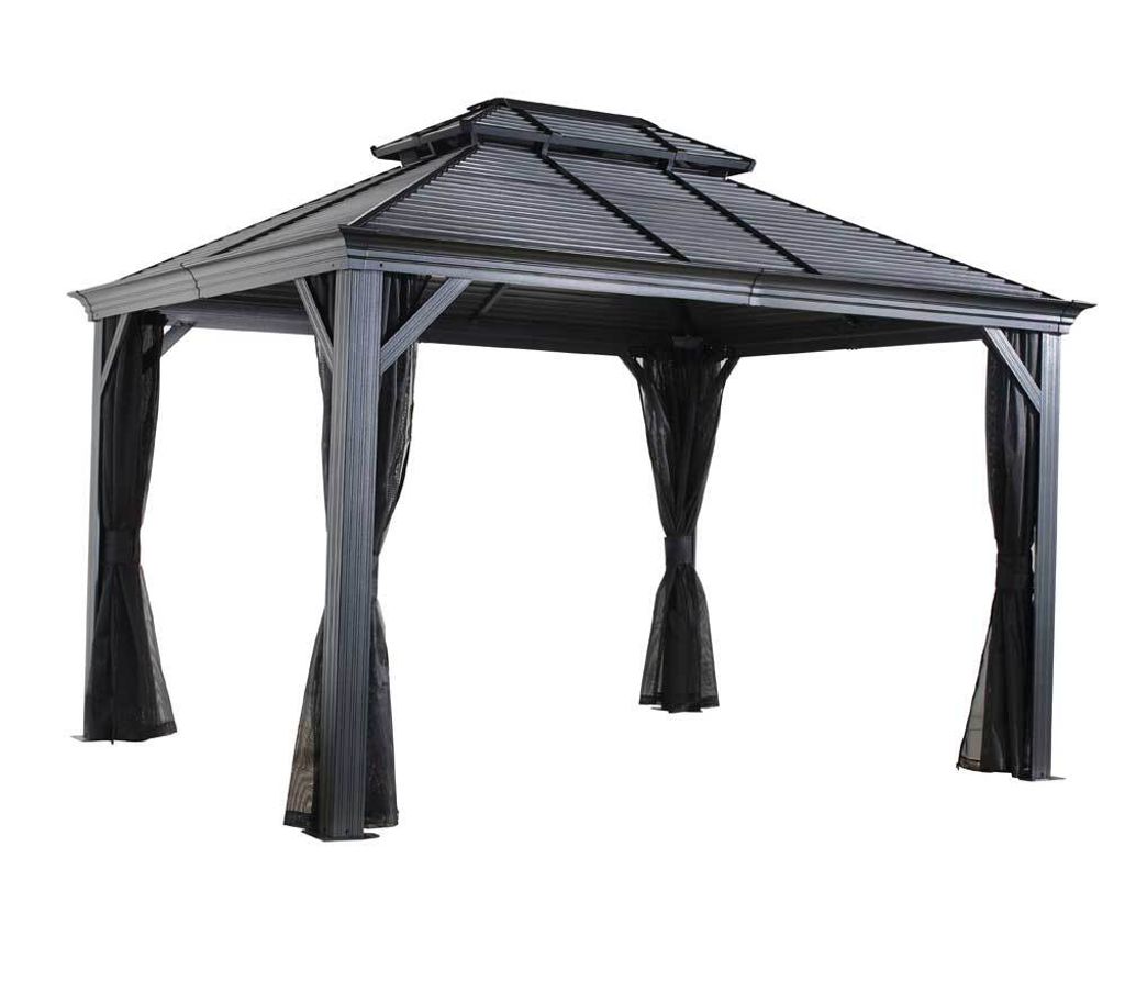 Sojag Mykonos 1014 Pavillon mit festem Dach mit Moskitonetz 3x4 m