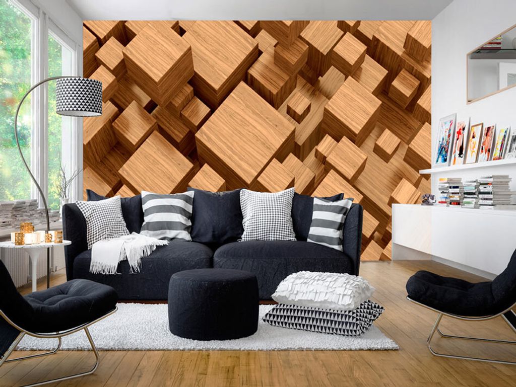 Vlies Fototapete 400x280 cm Tapeten Wandtapete XXL Holz Kubus Block f-B-0014-a-b