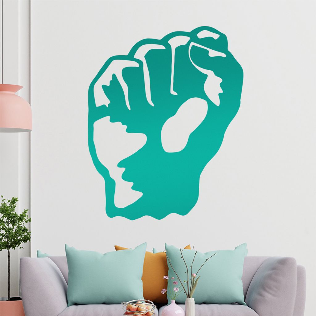 KIWISTAR Faust - Kampf Demo Anti Hand Wandtattoo in 6 Größen - Wandaufkleber Wall Sticker - Dekoration, Küche, Wohnzimmer, Schlafzimmer, Badezimmer