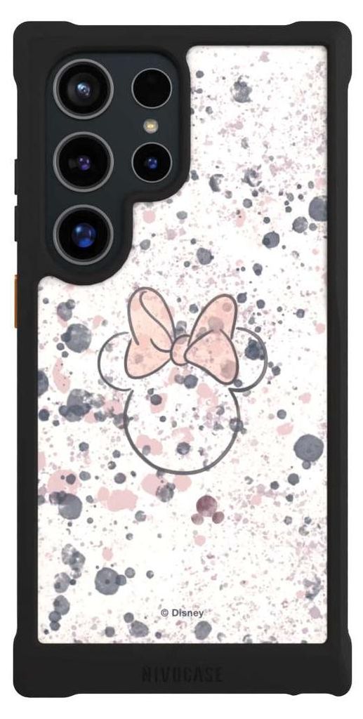 NIVOCASE Hülle für Samsung Galaxy S24 Ultra Stoßfeste Handyhülle NIVOmax Case Schwarz Disney Minnie Mouse Wasserfarbe