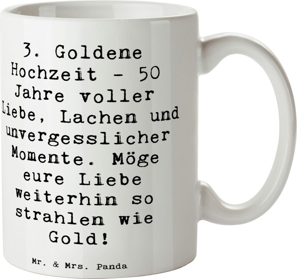 Mr. & Mrs. Panda Becher Spruch 50. Hochzeitstag - Weiß - Produktbild 