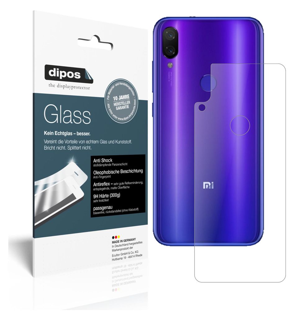 2x Schutzfolie für Xiaomi Mi Play Rückseite matt - Anti-Shock 9H Folie Glass