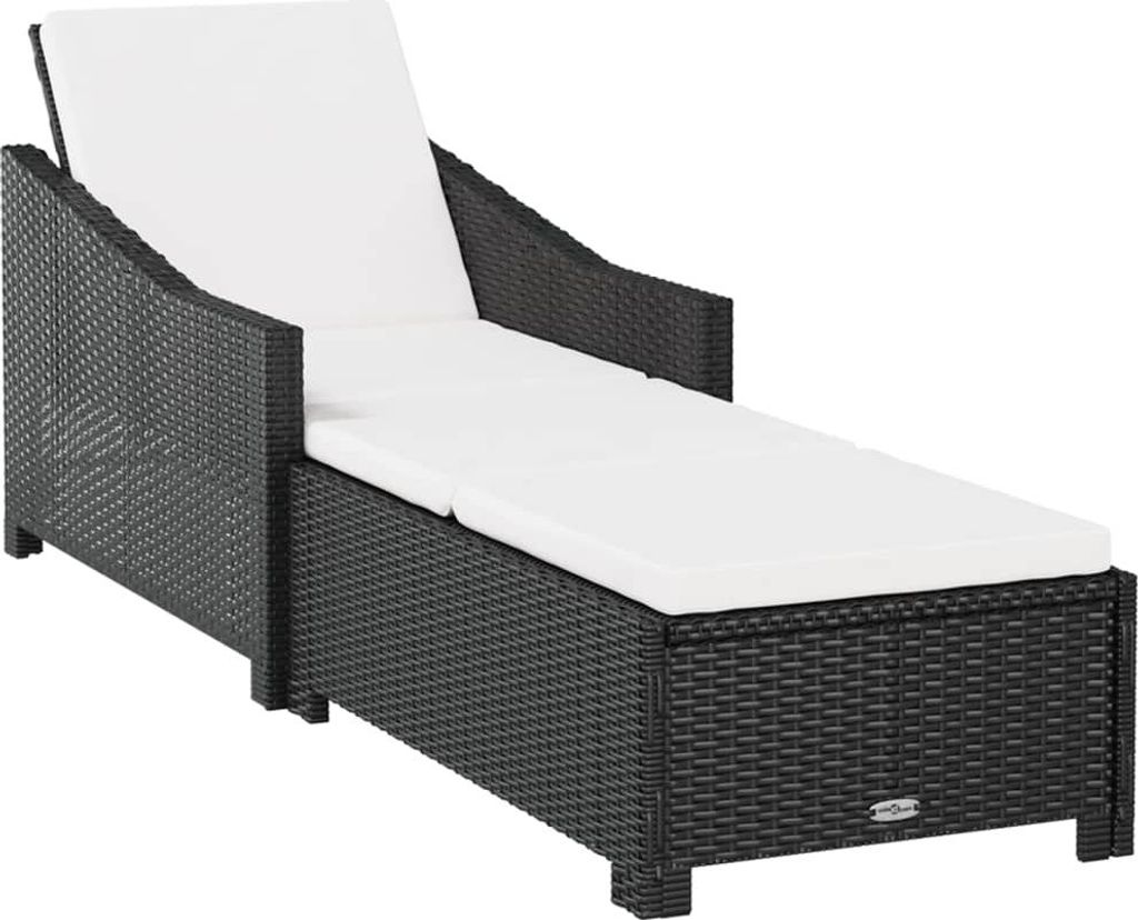 vidaXL Lehátko s krémovo bielym vankúšom Poly Rattan Black Obrázok produktu 