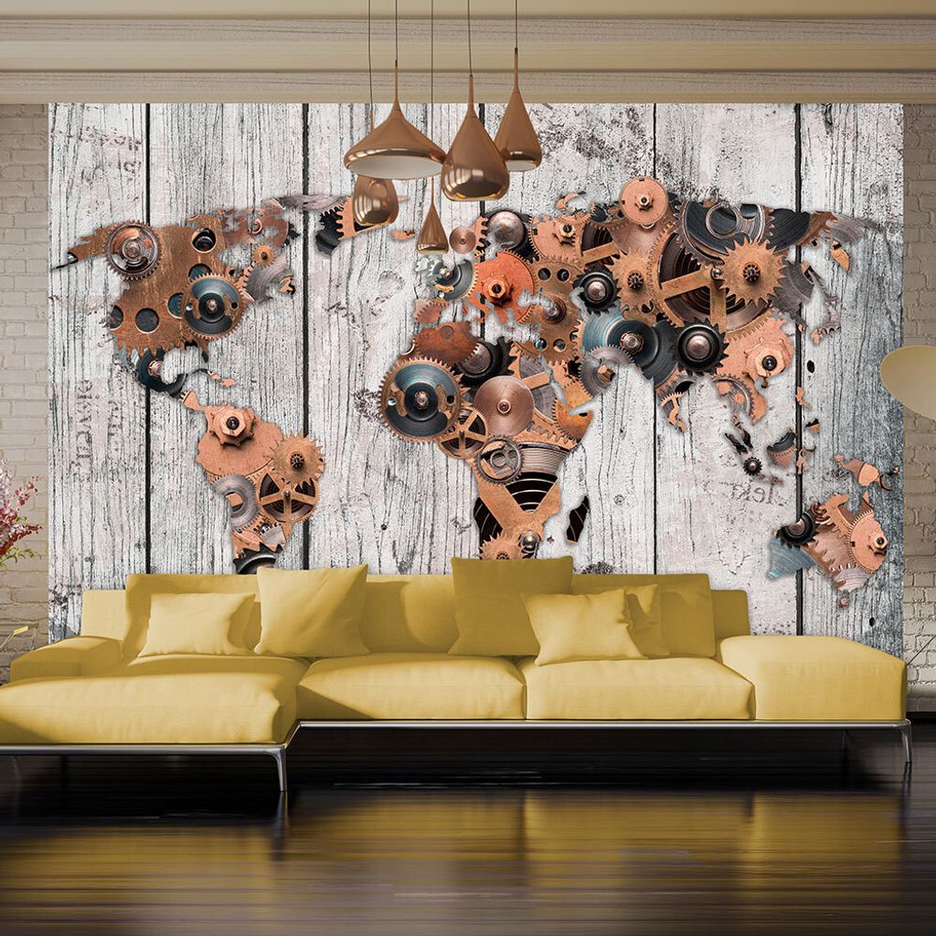 Basera Selbstklebende Fototapete Weltkartenmotiv k-A-0037-a-c, mit UV-Schutz, 147x105 cm