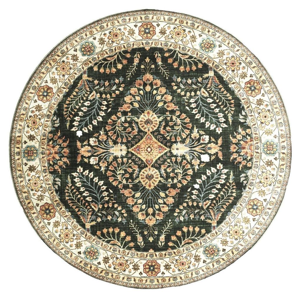 Volero - Tapis d'Extérieur Rond - Santo Flora Vert Foncé - Image du produit 