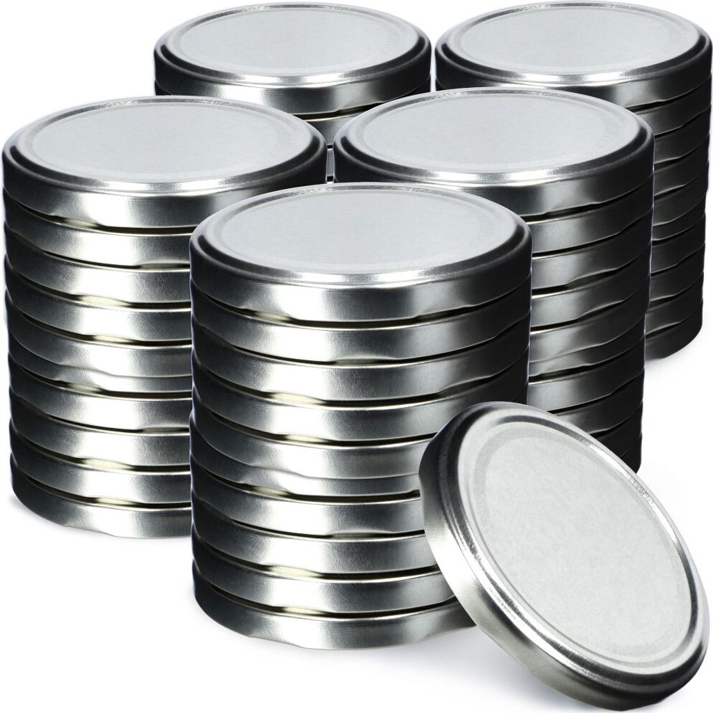 KADAX Einmach-Deckel Set aus Metall "Valsta", mit 4 Einrastzähnen, Silber, 66 mm, 50 Stück
