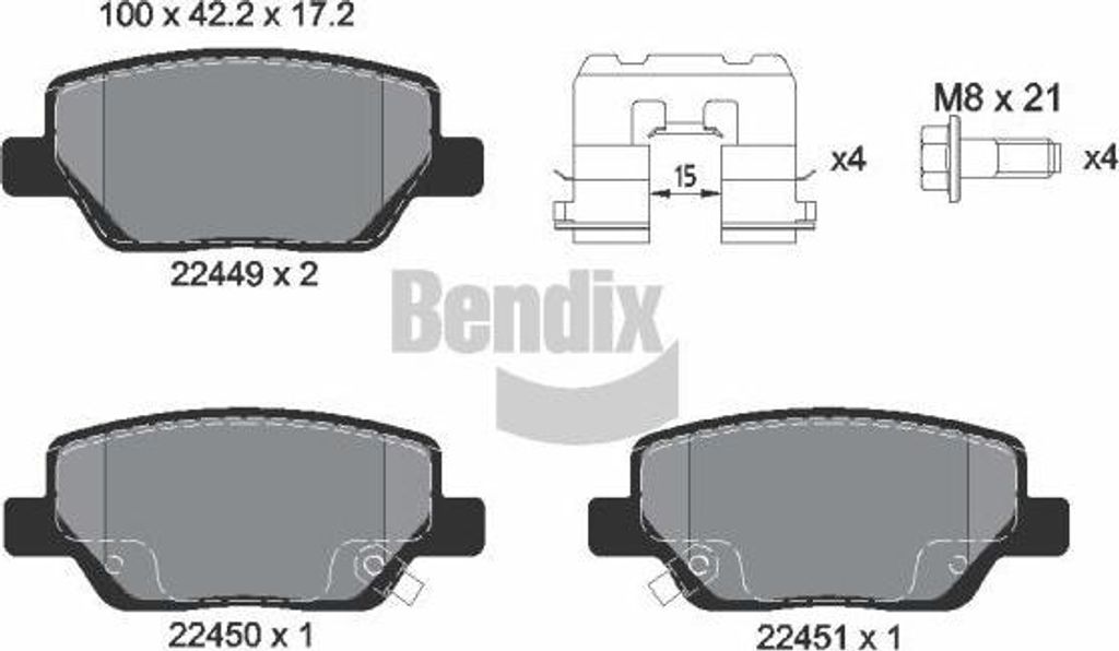 BENDIX Braking BPD1422 Bremsbelagsatz, Scheibenbremse OE 77367717 kompatibel mit Tipo