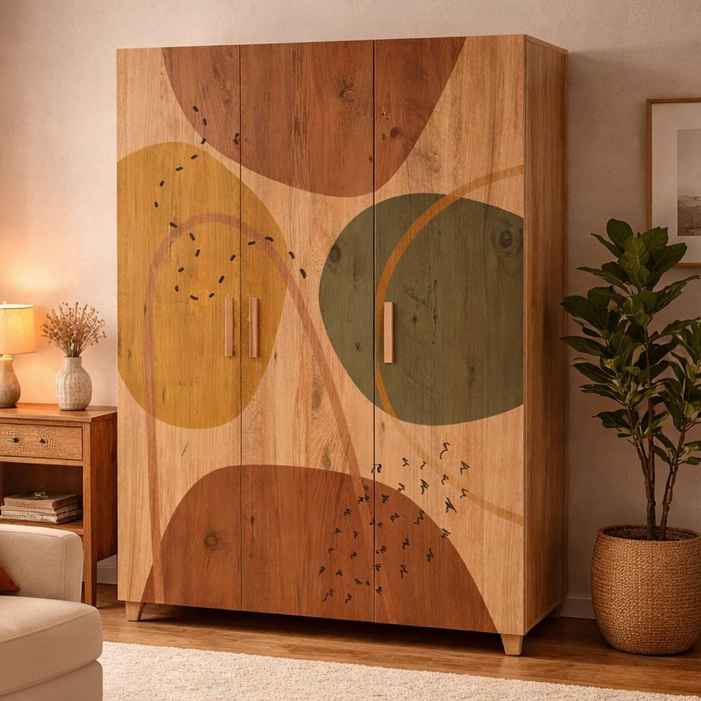 Dmora Guardaroba 3 Ante Nella 48x120 cm Marrone Quercia, Immagine del prodotto 