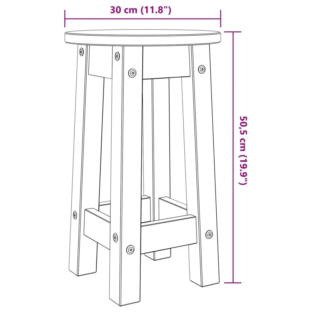 Tabourets de bar en pin massif gris robustes et durables - Lot de 2 pcs - 8