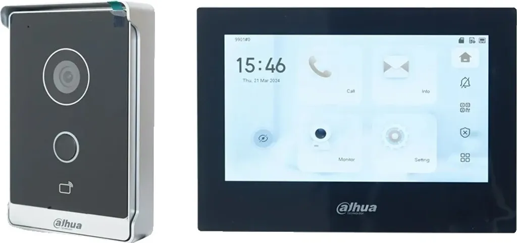 Interphone Filaire Écran Tactile 7 Pouces et Contrôle d'Accès RFID Noir