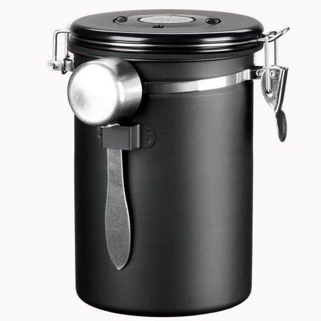 Luftdichter Kaffeebehälter - Vakuum Kaffeebehälter - Met Edelstahl - 1,8 Liter - Kaffeebohnenbehälter - Mit Metallschöpfer - Geeignet für Tee,...