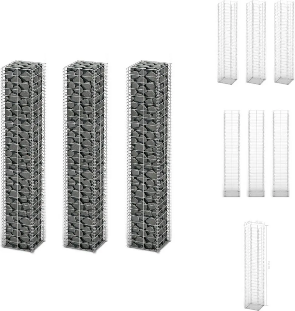 Gabbioni vidaXL 25x25x150 cm Set 3 pz - Arredo Giardino e Recinzioni