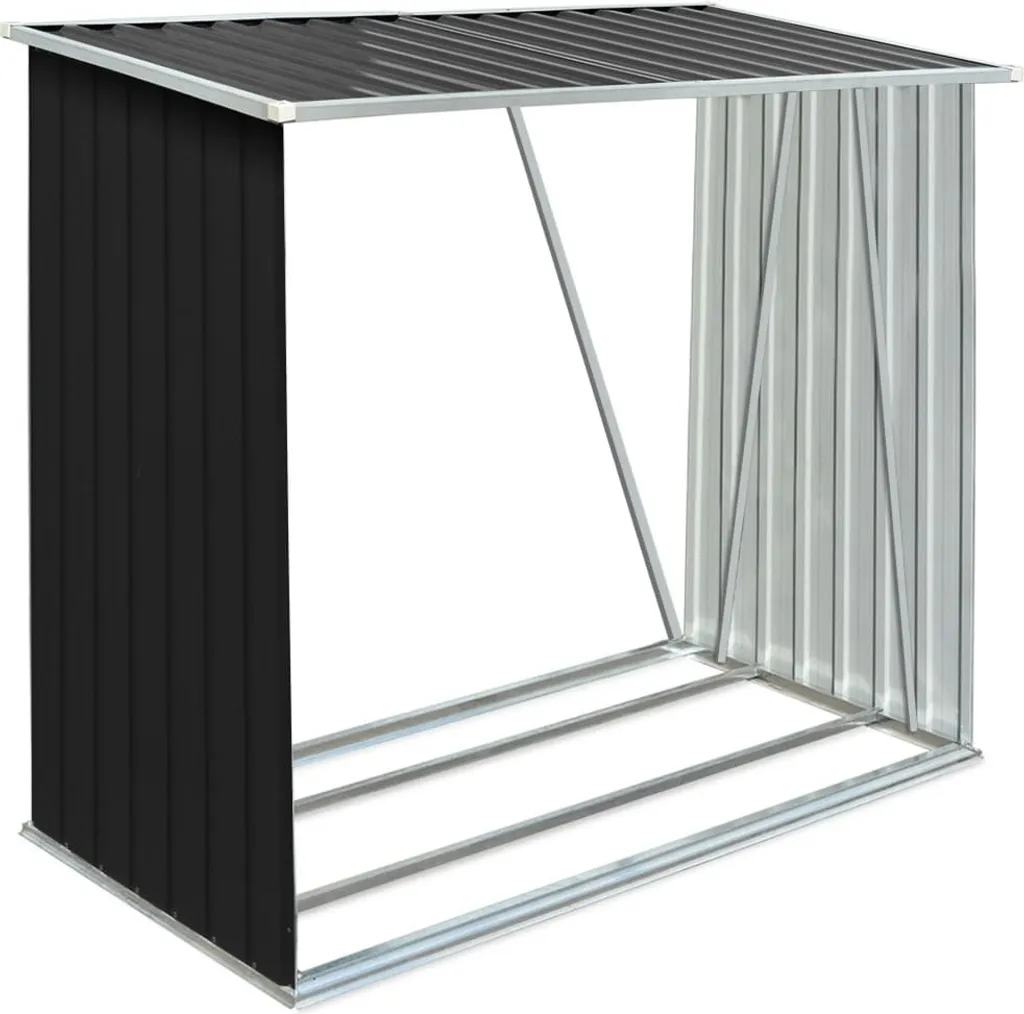 Dépôt de bois de chauffage en acier galvanisé 163x83x154 cm anthracite