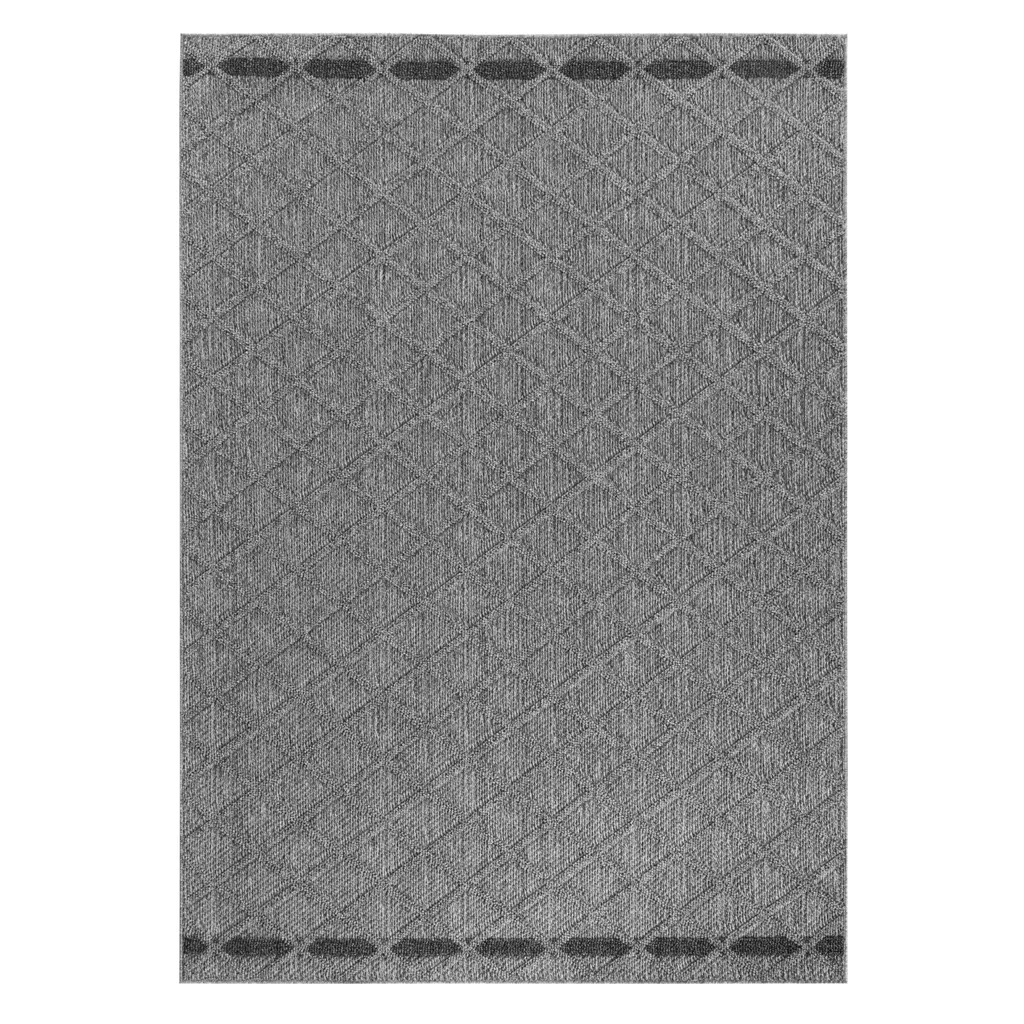 Tapis 200x290cm pour jardin et salon gris Patara Petek motif géométrique