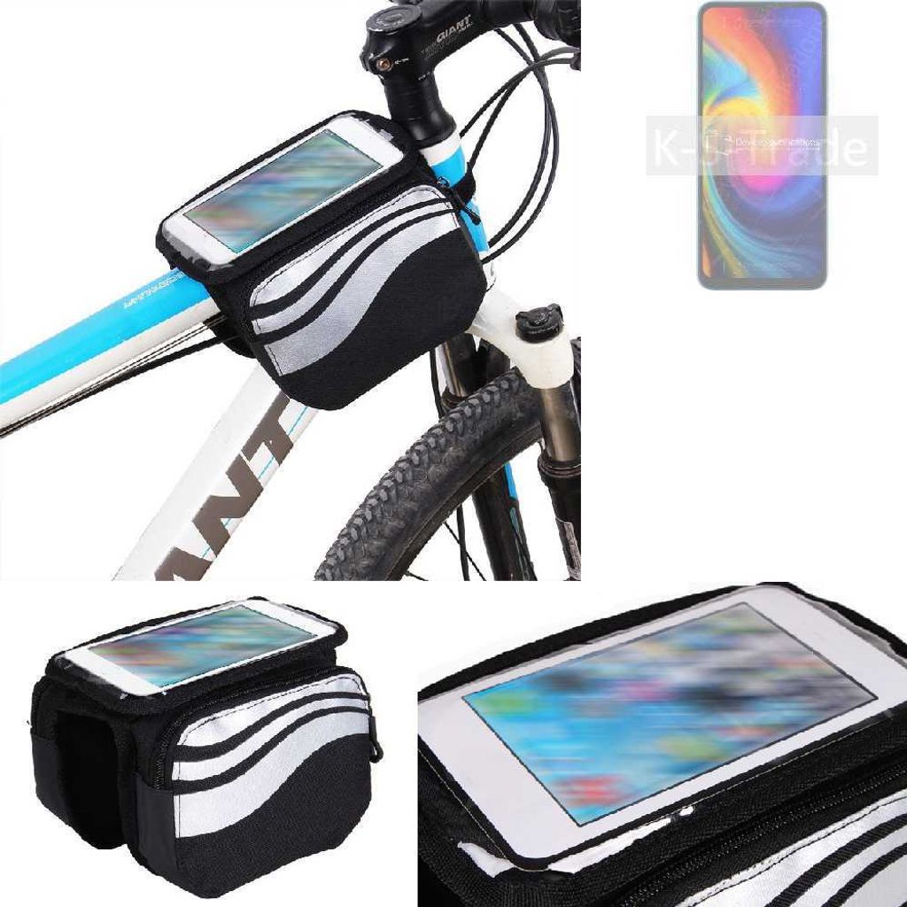 K-S-Trade Rahmentasche Fahrrad-Halterung kompatibel mit UMIDIGI F3 Rahmenhalterung Fahrrad Handyhalterung Fahrradtasche Handy Smartphone Halterung
