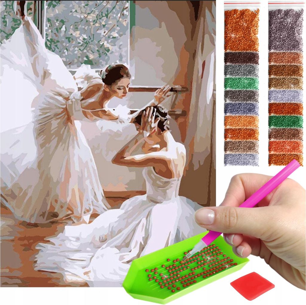 ARTULIO Diamond Painting Set - Schöne Ballerinen in zarten Pastellfarben - 30 x 40 cm - 5D Crystal Art, Bilder DIY