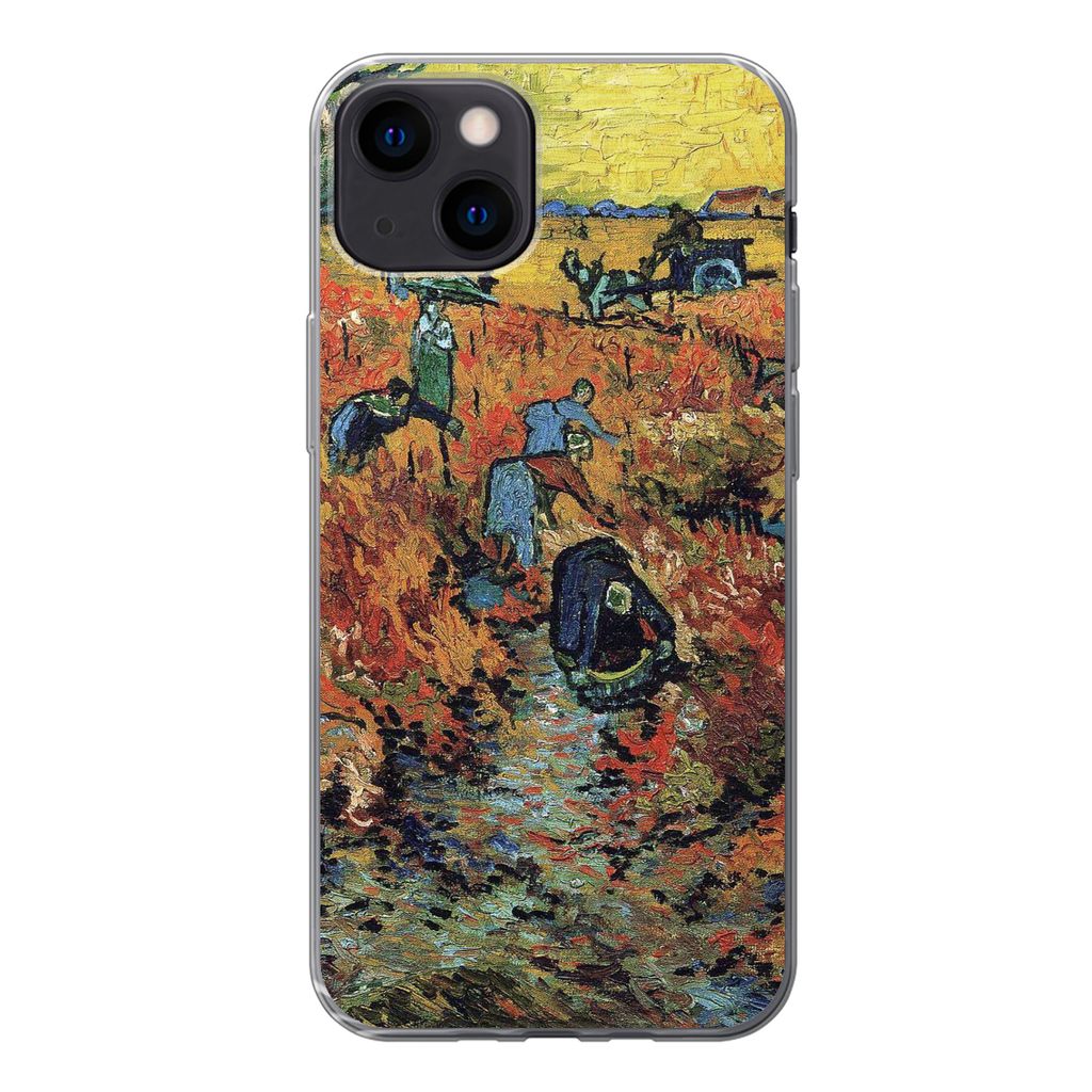 MuchoWow Handyhülle Schutzhülle Hülle für iPhone 13 Der rote Weinberg - Vincent van Gogh Silikon Softcase Handy Hülle - Karteninhaber