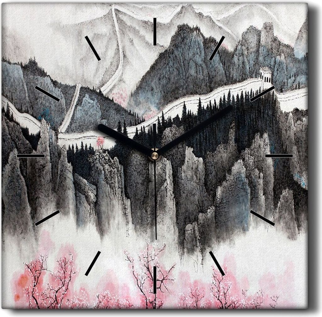 Coloray Hodiny Unikátní 30x30 cm Tiché hodiny Pro obývací pokoj a kuchyň Nástěnné hodiny Plátno Černé ručičky hodin - Las Wall