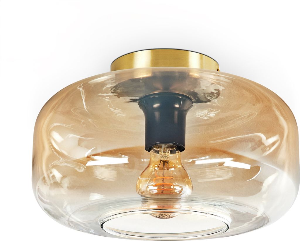 Triest Deckenlampe aus Metall/Glas in Messingfarben/Bernsteinfarben/Klar