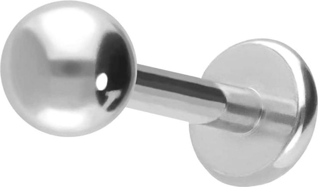 Ohrpiercing, Nasenpiercing Titan Labret WeißGold Stablänge: 9mm + Stabstärke: 1,2mm + Kugelgröße: 3mm