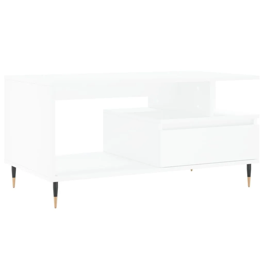 Tavolino bianco 90x49x45 cm materiale a base di legno