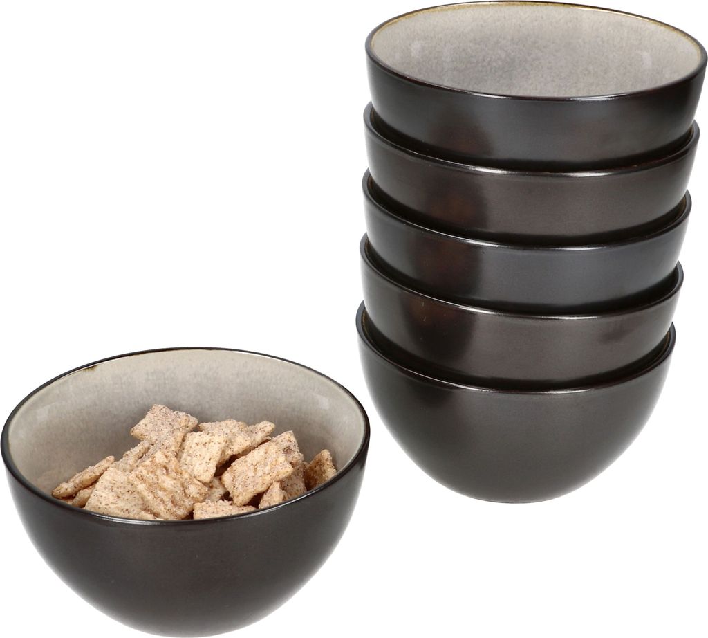 6x Reactive Glaze Dark Cement Pudding-Schale 240ml Schüssel Grau Nüsse Obst