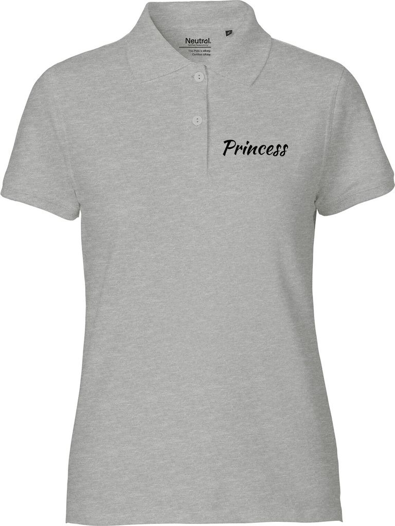 Huuraa Frauen Poloshirt Princess Schriftzug Geschenk Größe M Sport Grey Bio Baumwolle Fairtrade Princess Mode