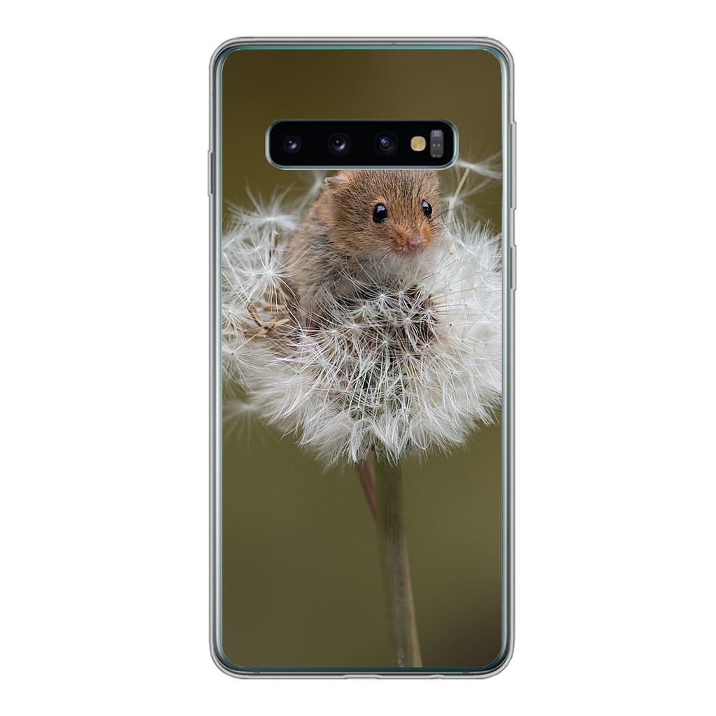 MuchoWow Handyhülle Schutzhülle Hülle für Samsung Galaxy S10 Maus - Jung - Blumen Silikon Softcase Handy Hülle - Handytasche