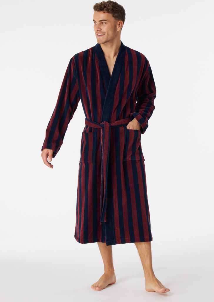 Schiesser Bademantel Baumwolle blau gestreift Essentials Produktbild 