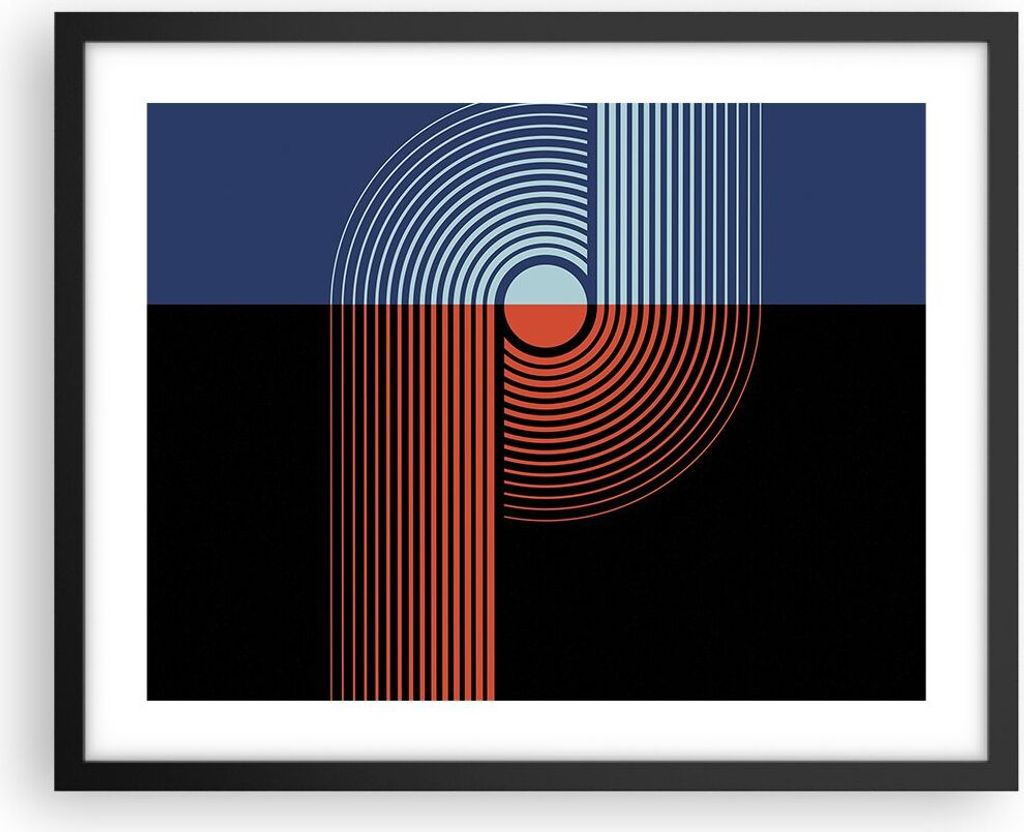 Gerahmtes Poster - Schwarzer Rahmen - Abstraktion Moderne Minimalismus - 50x40 cm - Wand Bild - Wanddeko - Wandbilder - Kunstposter - Wandposter - ...